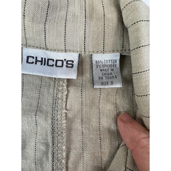 Grunge Chicos Cotton Cinched Waist Blazer Pinstripe Women Size 0 Neutral Preppy - Picture 4 of 8